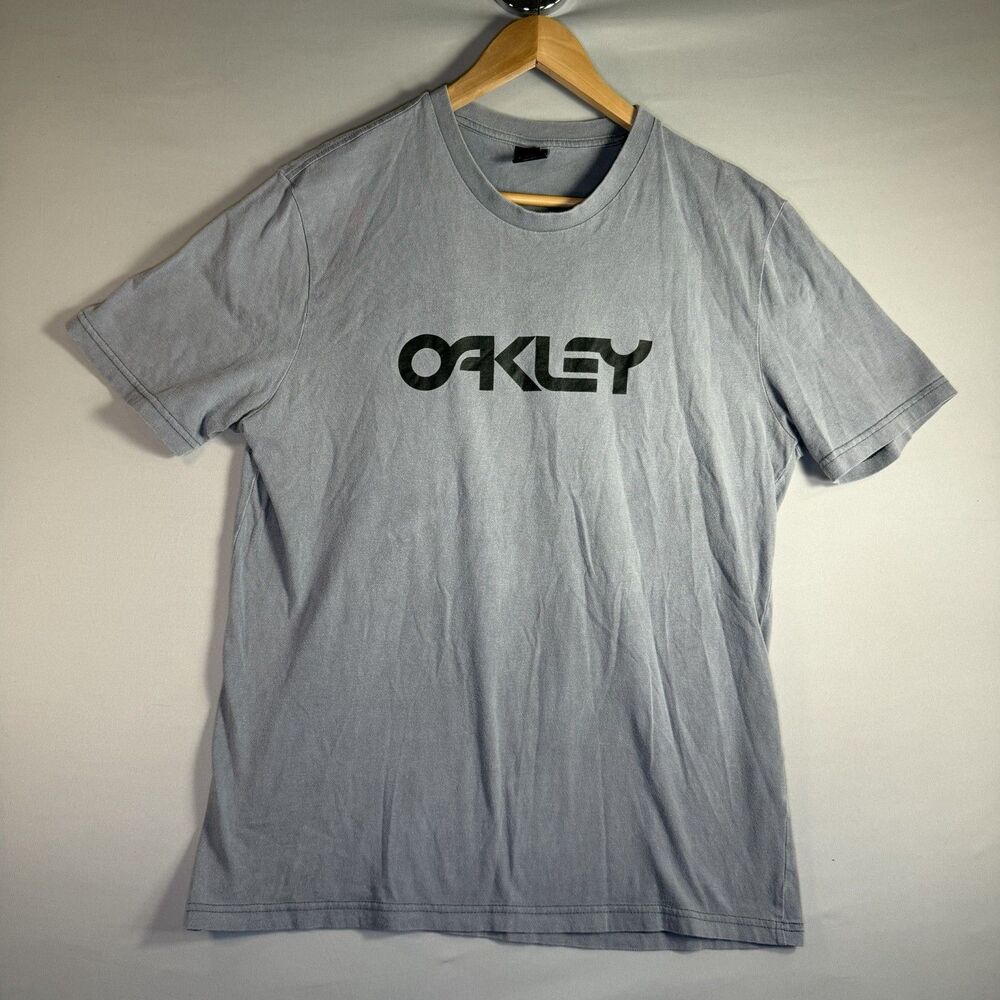 Oakley Gray Logo Men's T-Shirt L Regular Fit Crew Neck Short Sleeve Cotton
